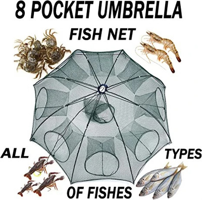 A to Z 8 POCKET UMBRELLA FISHING NET GAP 6mm HEIGHT 1.3f CURVE 4f R 8.6f POCKET R 1.8f Fishing Net(Green)