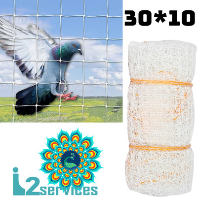 I2SERVICES Bird Control Net – UV-Stabilized Mesh for Balcony & Garden Protection (30*10 Ft) Bird Net(White)