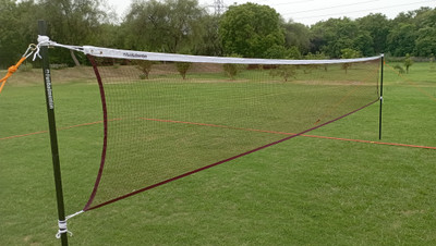 FunBadmenton Outdoor Portable Nylon Badminton Net, Foldable Stand Poles, Practice Badminton Net(Brown)