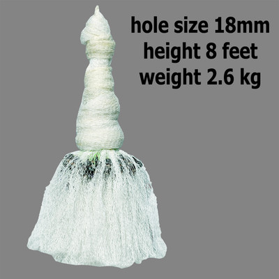 YASHNET CASTNET 8 FEET HEIGHT 2.5KG WT HOLE 18MM HAND THROWN CAST BAIT MESH NET FOR Fishing Net(White)