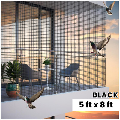 BIRD CONTROL Anti-Bird net - UV stabilized knotted - 5ftx8ft BK Bird Net(Black)