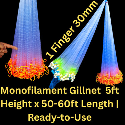 NETKING 1 Finger 30mm Mesh net specially crafted for small fish like Puti, Tengra, Gochi Fishing Net(Blue)