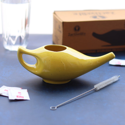 2activelife Ceramic Yellow Neti Pot(225 ml)