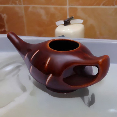 2activelife Ceramic Brown Neti Pot(225 ml)