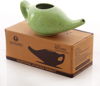 2activelife Ceramic Green Neti Pot(225 ml)
