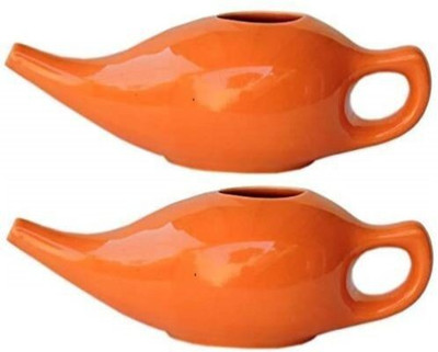 GoodsCrafts Ceramic Orange Neti Pot(250 ml)