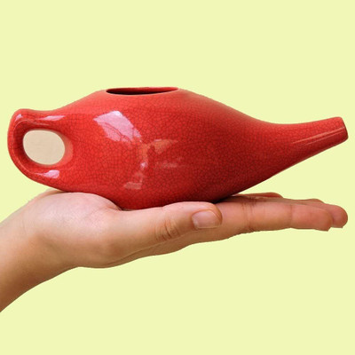 Soulvinee Ceramic Red Neti Pot(300 ml)
