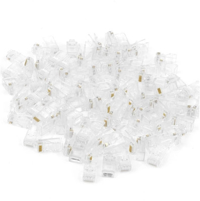 BALRAMA 100pc NT Gold Plated Cat5 RJ45 Connector Cat5E 8P8C Modular Ethernet Cable Head Network Interface Card(Clear)