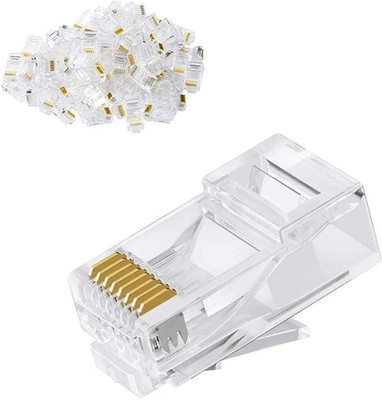 Mak World RJ45 Connector, UTP Network Plug for Cat 6 Cat5e Cable (100 Pcs) Network Interface Card(Transparent)