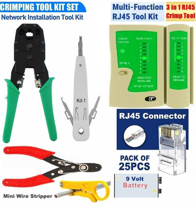 Divinext RJ45 RJ11 Cable Crimping Tool Kit Network LAN CCTV Camera Computer Wire Stripper Wire Cutter Punch Down RJ 45 Connectors Network Cable Line Tester Ethernet LAN Manual Hydraulic Crimper Divinext RJ45 RJ11 Cable Crimping Tool Kit Network LAN CCTV Camera Computer Wire Stripper Wire Cutter Punch Down RJ 45 Connectors Network Cable Line Tester Ethernet LAN Manual Hydraulic Crimper