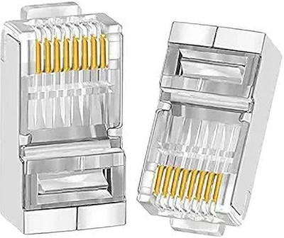 Fedus RJ45 Cat6 Pass Through Connector, Cat5, Cat5e, Cat6 8P8C RJ45 Connector Network Interface Card(White)