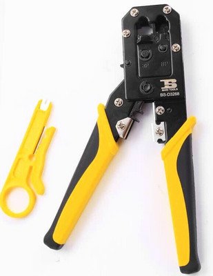 GoodsBazaar Bosi Tools RJ45 Modular Plug Crimping Tool BS-D3268 6P 8P Network Cable Pliers Network Interface Card(8p 8c 6p 6c Dual-Use Networking Tool Wire Crimper for Cutting Creasing Stripping)