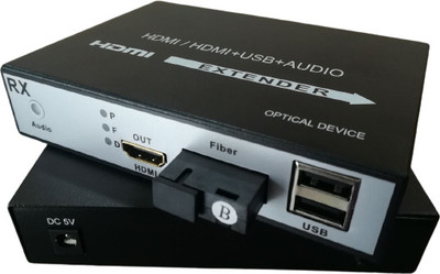 RAMEX Hdmi Extender With 2.0 USB (KVM) Over Single Mode SC Fiber- Hdmi To Fiber 24 Ports 100 Mbps Unmanaged Network Switch(Black)