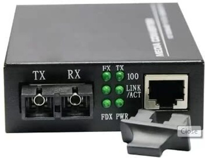 RAMEX Dual Fiber to Ethernet Media Converter 1000Base-Fx SMSF 25KM 1 Ports 1000 Mbps Smart Network Switch(Black)