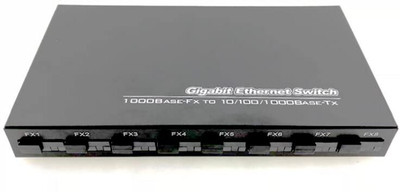 RAMEX Gigabit Ethernet Media Converter 4 Port RJ45 + 2 SC 1000Mbps 20KM 1 Ports 1000 Mbps Smart Network Switch(Black)