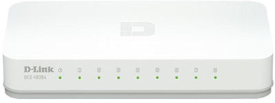 D-Link DES1008C 8 Ports 100 Mbps Unmanaged Network Switch(White)