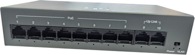 HANUTECH 8-Port Ai Smart PoE Switch, 2 Gigabit Uplink, 96W, Auto Fault Detection 8 Ports 1000 Mbps Smart Network Switch(Black)