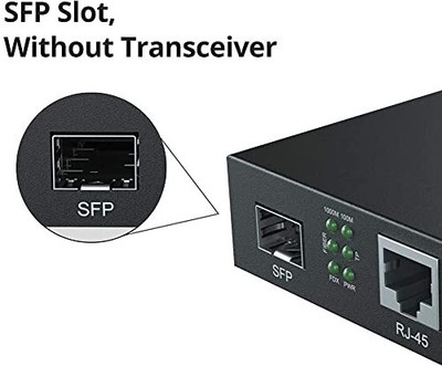 HANUTECH 10/100/1000 SFP Media Converter Over Cat6 (No SFP Module) 0 Ports 1000 Mbps Unmanaged Network Switch(Black)