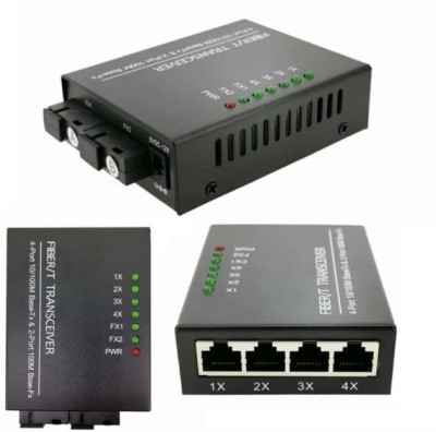 RAMEX Ethernet to Fiber Converter 4 RJ45 2 SC SMSF 10/100Mbps (1-Pcs) 1 Ports 1000 Mbps Network Switch(Black)