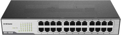 GLOBALNETWORk DES-1024D 24-Port 10/100 Unmanaged Desktop or Rackmount Network Switch(Black)