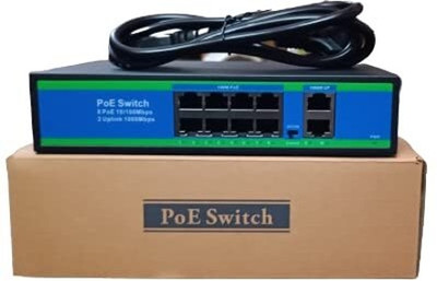 RAMEX Ai 8 Port PoE Switch 8*10/100Mbps PoE Ports 2*RJ45 Uplink Ports 1000Mbps 2 Ports 1000 Mbps Unmanaged Network Switch(Black)