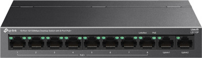 TP-Link LS110P 10/100Mbps Desktop Switch 8-Port PoE+ for IP Cameras and Devices 10 Ports 100 Mbps Unmanaged Network Switch(Grey)