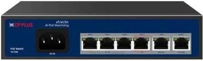 CP PLUS CP-ANW-HP4H2-N65 4Port PoE Switch 10/100Mbps RJ45 Support for CCTV & Networking 4 Ports 100 Mbps Network Switch(Black)