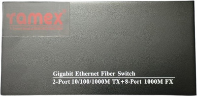 RAMEX 10/100/1000 Gigabit Ethernet Fiber Switch 8XSFP 2XRJ45, Unmanaged Plug N Play 2 Ports 1000 Mbps Unmanaged Network Switch(Black)
