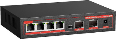 RAMEX 2.5G Unmanaged Multi-Giga Switch 4 x 2.5G Base-T Ports & 2 10G SFP Uplink Port 4 Ports 1000 Mbps Unmanaged Network Switch(Black)