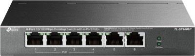 TP-Link TL-SF1006P 6-Port 10/100Mbps Desktop Network Switch with 4-Port PoE+(Black)