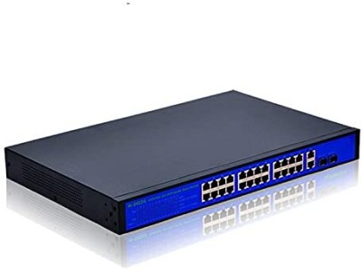 RAMEX 24-Port Smart PoE Switch, 24 FE 100M PoE, 2 GE Uplinks, 2 SFP, 250W 24 Ports 100 Mbps Network Switch(Black)