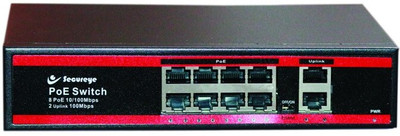 SECUREYE 8 PORT + 2 UP LINK POE NETWORK SWITCH 10/100 MBPS/8FE-2UE-LD-NB 9 Ports 100 Mbps Network Switch(BLACK-RED) SECUREYE 8 PORT + 2 UP LINK POE NETWORK SWITCH 10/100 MBPS/8FE-2UE-LD-NB 9 Ports 100 Mbps Network Switch(BLACK-RED)