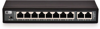 3PIN 3P PE 08FEU 10/100 Mbps PoE Network Switch with 8 PoE Ports & 2 Uplink Ports 10 Ports 1000 Mbps Unmanaged Network Switch(Black)