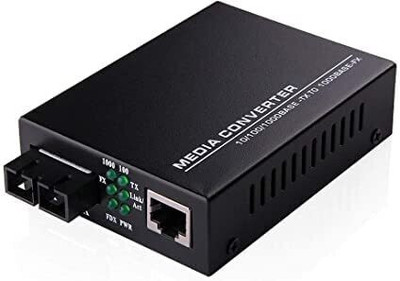 RAMEX Ethernet to Fiber Media Converter 10/100/1000M SMSF 20KM 1 Ports 1000 Mbps Smart Network Switch(Black)