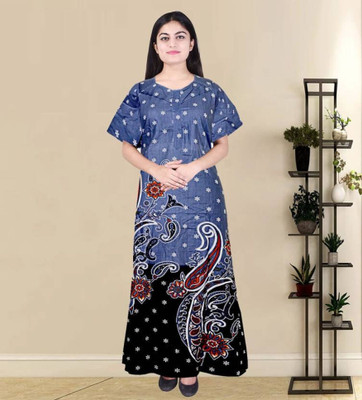 Saicreation Women Nighty(Multicolor)