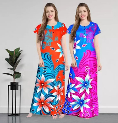 yarendra export Women Nighty(Multicolor)