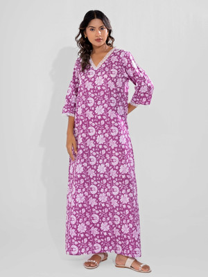 Feathers Closet Women Nighty(Pink)