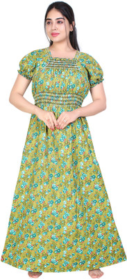 ZAIRRA Women Nighty(Green)