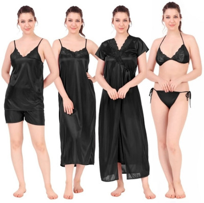 flimsy Women Nighty Set(Black)