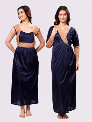 Punchi Women Nighty with Robe(Dark Blue)