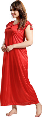 L r textiles Women Nighty(Red)