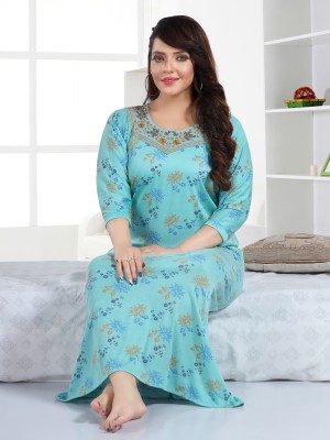 BROUZZZ4U Women Nighty(Light Blue)