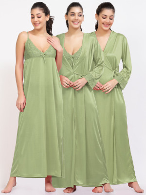 LoveMagnet Women Nighty with Robe(Light Green)