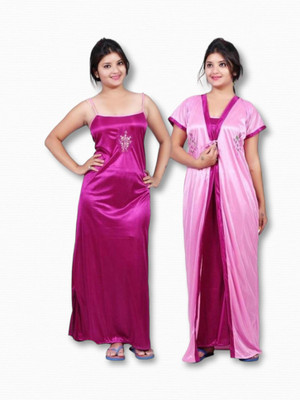 Riaan Fab Women Nighty with Robe(Pink)