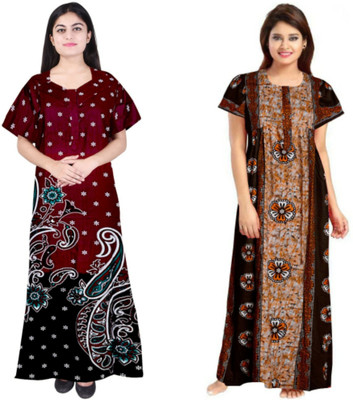 Sarika Fashion Women Nighty(Red, Brown)