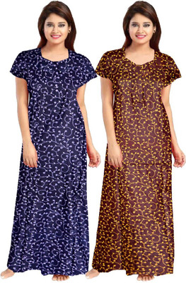 Sarthak Creation Women Nighty Set(Multicolor, Blue)