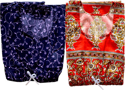 Hans Craft Women Nighty(Red, Blue)