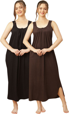 GANIX FASHION THAT DEFINE YOU Women Nightdress(Black, Brown)