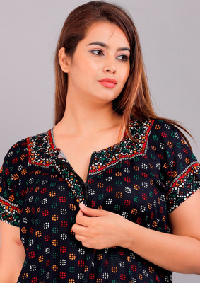 AakarShana Women Nighty(Dark Blue)