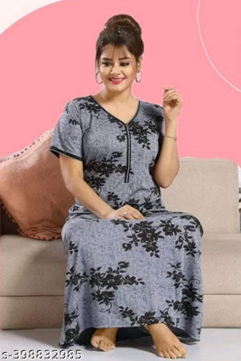 MF CREATION Women Nighty(Grey)